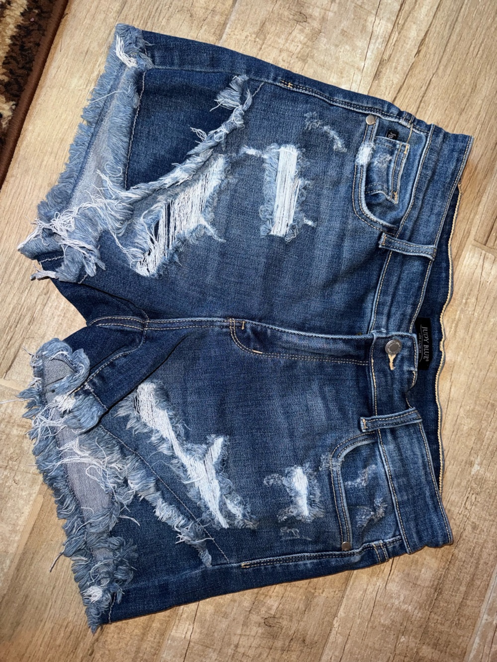 Judy Blue Distressed Indigo Ripped Jean Shorts